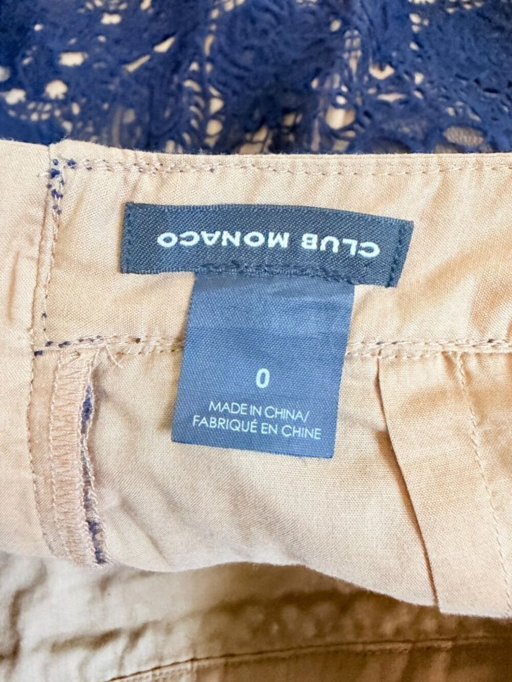 Club Monaco Blue/Beige Lace Layered Mini Skirt Women's Size 0 - Picture 3 of 7